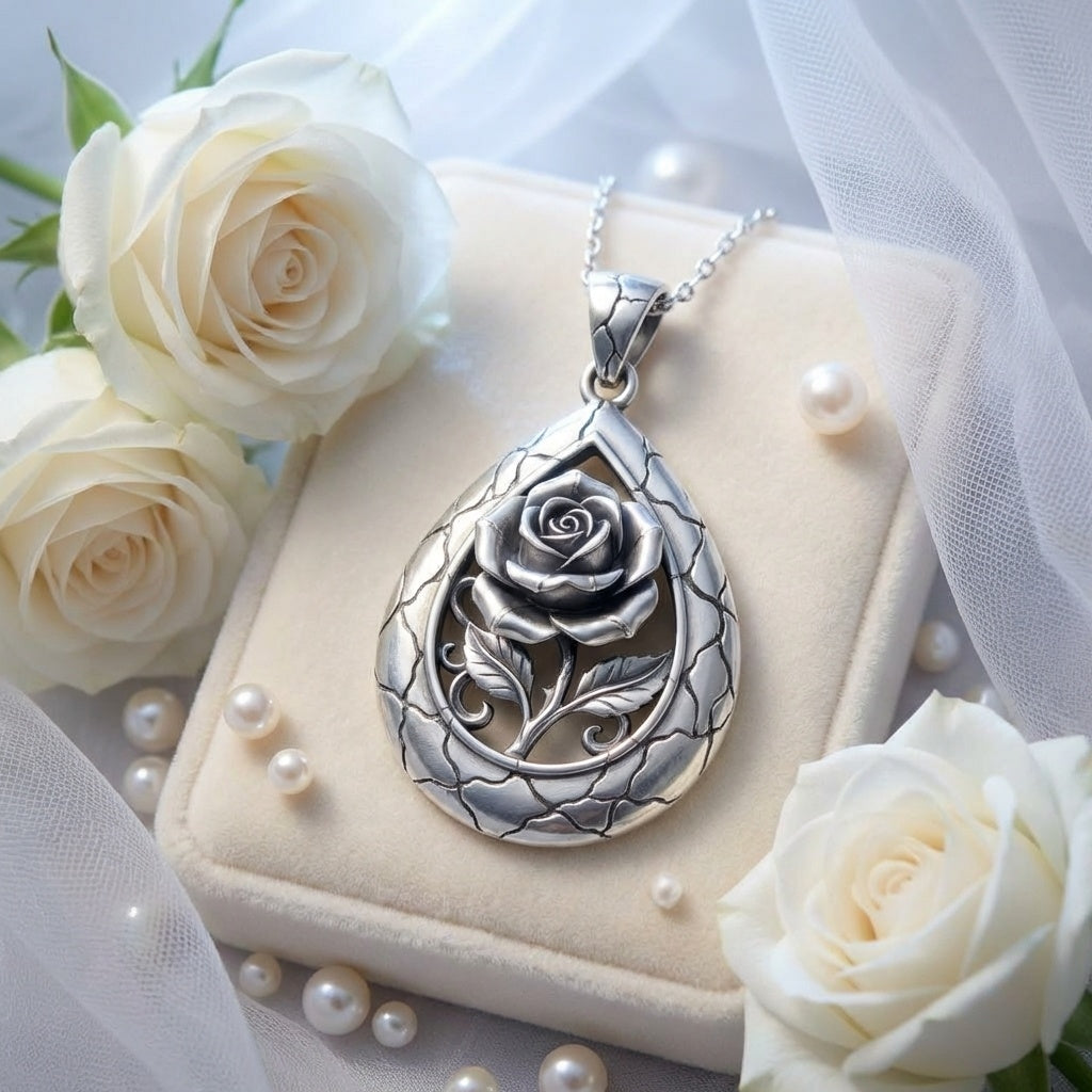 Kintsugi Rose Pendant Necklace