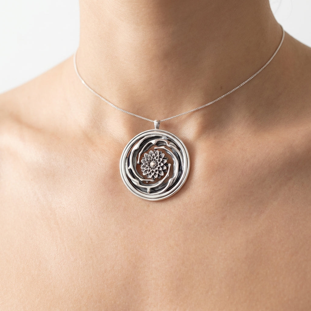 Floral Gold Chakra Medallion Pendant